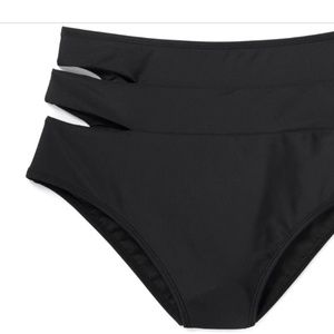 Black Cross Strap High Black Swim Bikini Panty